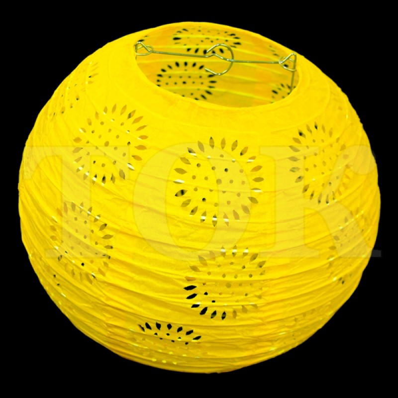 Бумажный фонарик с рисунком желтый 35 см. 0924-14
